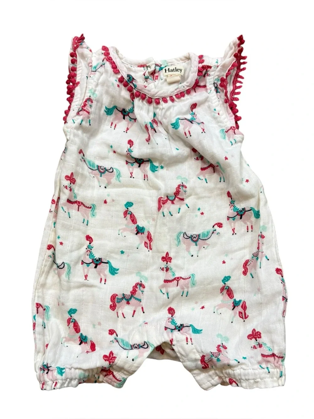 Hayley‎ Baby Girl Carousel Horse Romper 100% Cotton, Size 6-9 Months